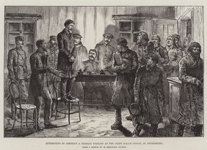 Poging om een Russische Nihilist te identificeren op het Hoofd Politiebureau, St. Petersburg door Johann Nepomuk Schonberg